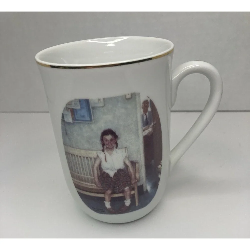 Norman Rockwell Coffee Cup Mug The Saturday Evening Post 1986 The Shiner 8 Oz